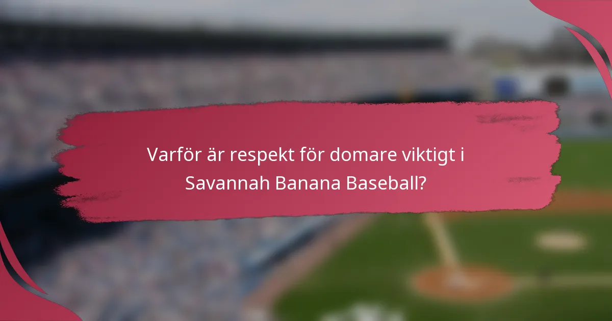 Varför är respekt för domare viktigt i Savannah Banana Baseball?