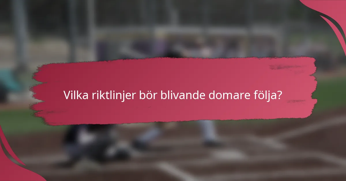 Vilka riktlinjer bör blivande domare följa?