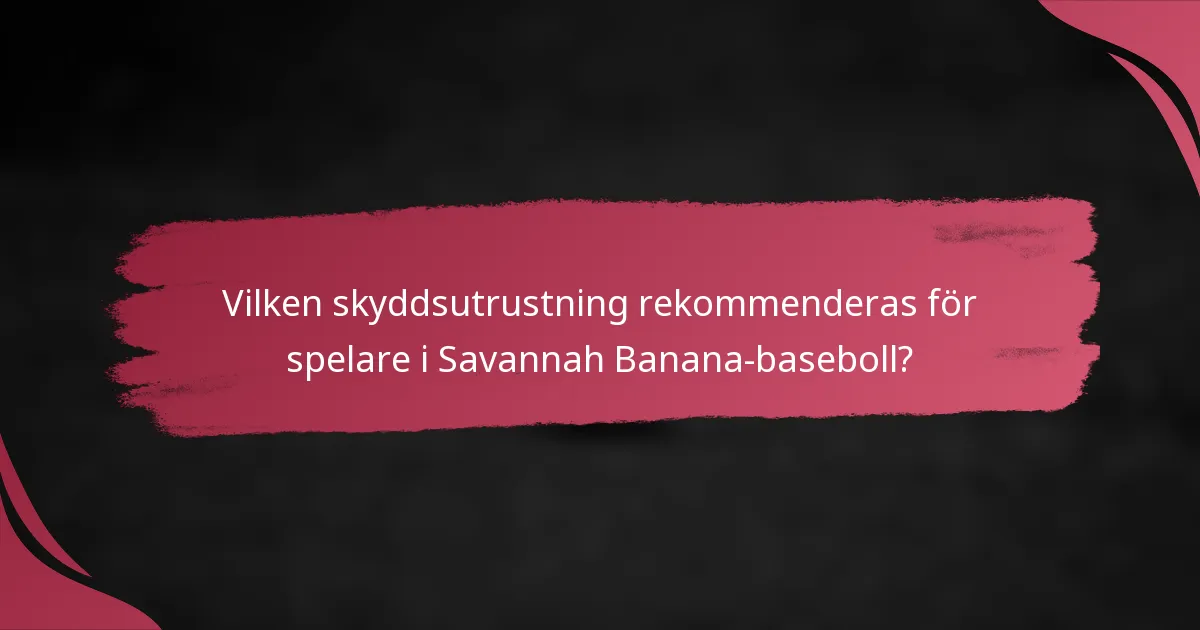 Vilken skyddsutrustning rekommenderas för spelare i Savannah Banana-baseboll?